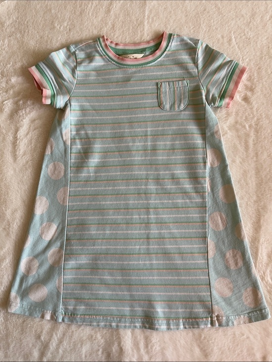 Matilda Jane Other - Matilda Jane Girls Aqua Stripe & Polka Dot Dress with Pink & Green trim SZ 6